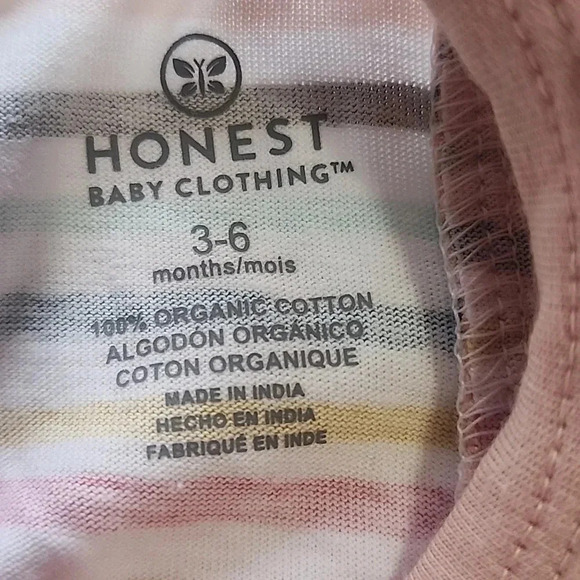 Honest Baby 2-Pack Rompers, Pink/ Blue/Stripes, 3-6 Mos, NWT - Picture 12 of 13
